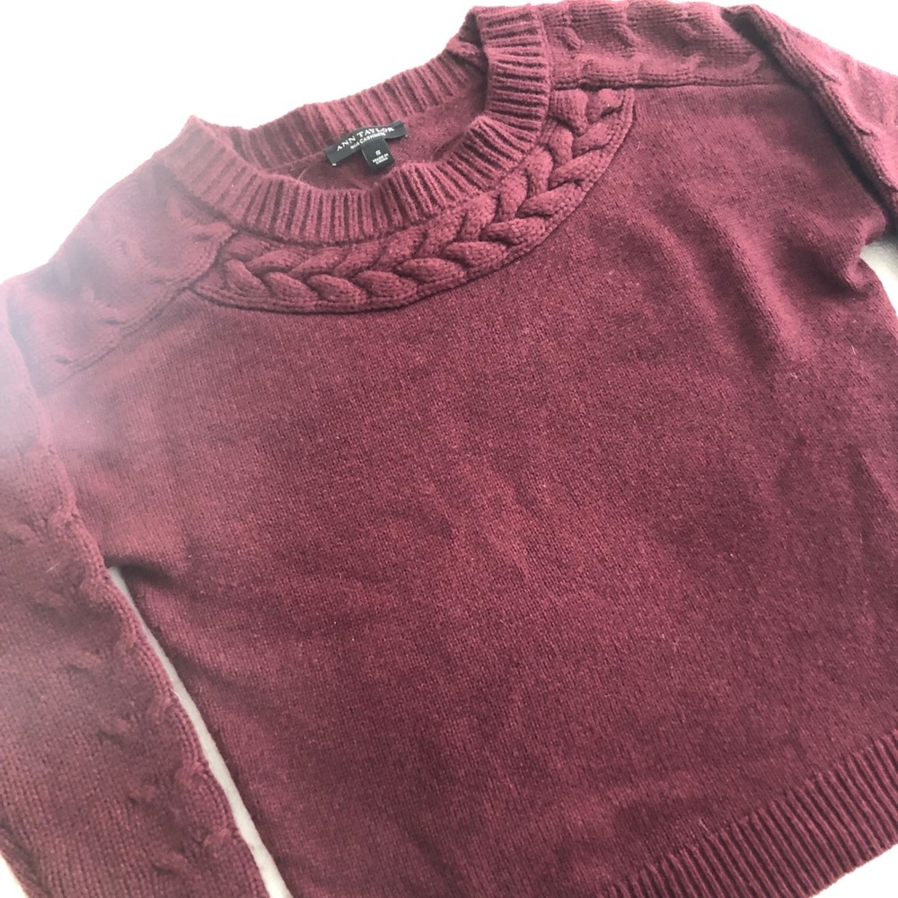 Ann Taylor Cashmere Sweater, Maroon, Size S